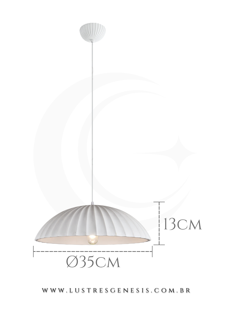 Pendente Moderno Metal Gesso DCD02632 Branco E27 Ø35cm, Bancada Area Gourmet, Lavabo, Cabeceira de Cama, Banheiro